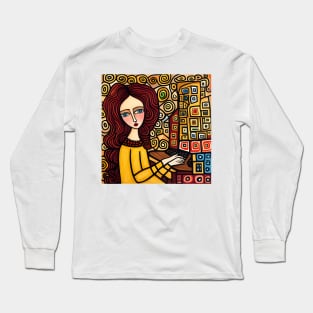 Young woman Typing Long Sleeve T-Shirt